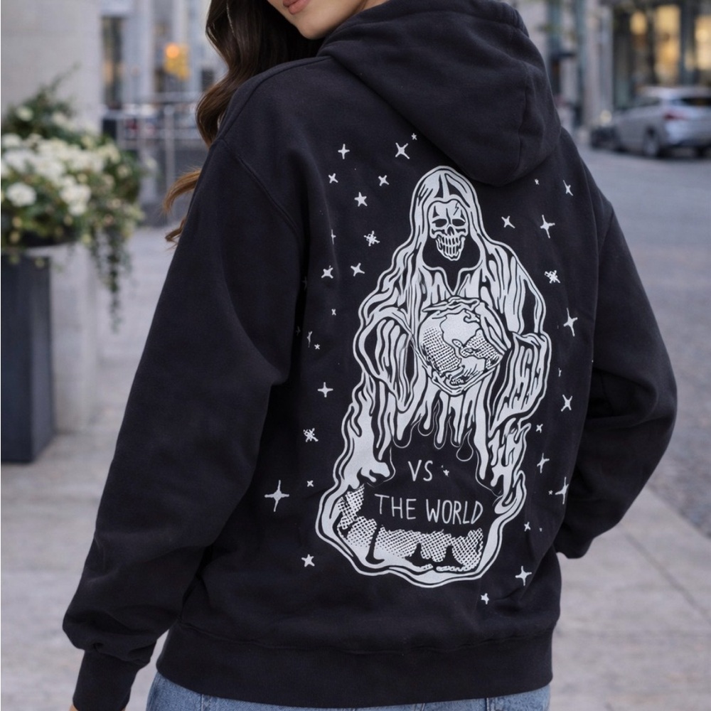 WARREN LOTAS vs the world Edgy Black Graphic Hoodie